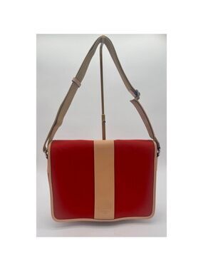 Women's Coach Red & Beige Leather Messenger Bag